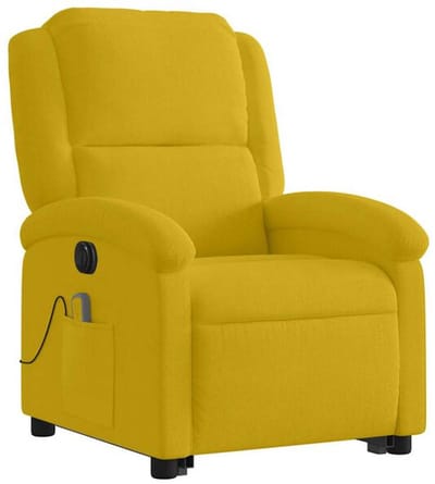 Massagestoel - Relaxfauteuil - Zetel - Sta op stoel elektrisch - Stof - 1 persoons - Met armleuning - Zeer comfortabel - Elektrisch - Geel