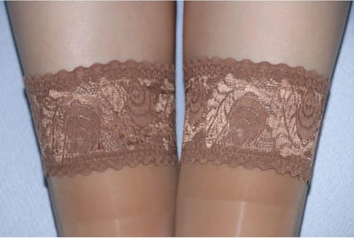 Hoogwaardige Strapless Overknee Kousen met Antislip Silicoon Kant, Transparant en Glanzend, 8 Denier, Bruin, One Size, Perfect voor Speciale Gelegenheden en Feestjes