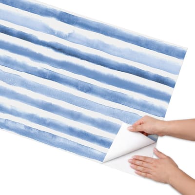 Coloray Meubel Wrap Folie - Blauw Meubelfolie - 65x130 cm - Wrapfolie Keuken Blauwe strepen - Decoratiefolie - Waterverf Meubelfolie - Meubel Wrap Folie - Woonkamer decoratie - Achtergronden en patronen