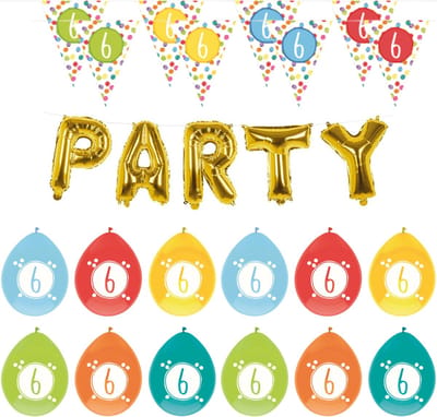Haza - Verjaardag 6 jaar feestartikelen pakket vlaggetjes/ballonnen