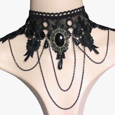 s/set Gotische Donkere Stijl Zwarte Kleur Druppelvormige Hanger Kant Armband Ring Set Dames Vakantie Punk Sieraden Cadeau black