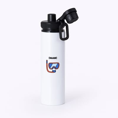 Hacebo® - Duiken met eigen naam waterfles met draaidop zwart - Zwemmen - Duiker - Sport - water fles - 850ML