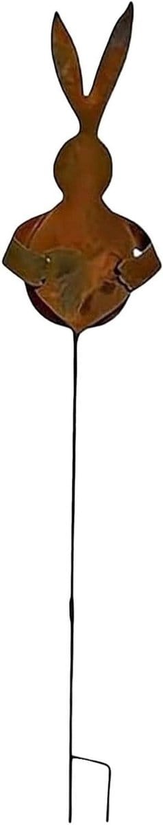 Paashaas Tuinsteker - Decoratieve Markering - Tuin Aankleden - Weerbestendig Metaal - 70cm Hoog - Oranje