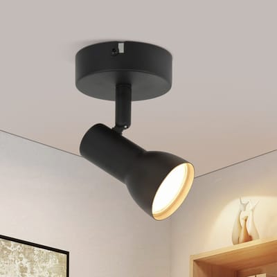 NETTLIFE Opbouwspot GU10 - 1-Lichts - zwart - Metaal - met creatief ontwerp - 350° draaibar Wandspot - Moderne Plafondlamp - voor Slaapkamer | Keuken | Hal | Woonkamer - L 8cm-excl. lichtbron