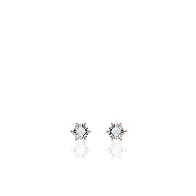 Jewels Inc. - Oorbellen - Oorstekers Solitaire gezet met Zirkonia - 4mmØ - Roségoud Verguld Zilver 925