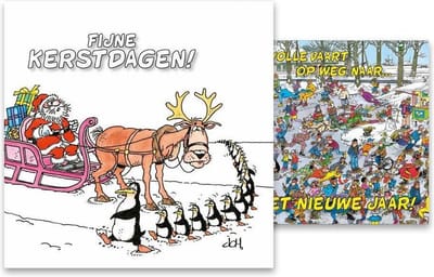 Kaarten - Kerst - Jan van Haasteren - Pinguin oversteek & volle vaart - 10st.
