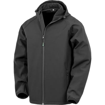Result Men´s Recycled 3-Layer Printable Hooded Softshell Jacket RT911 - Black - M
