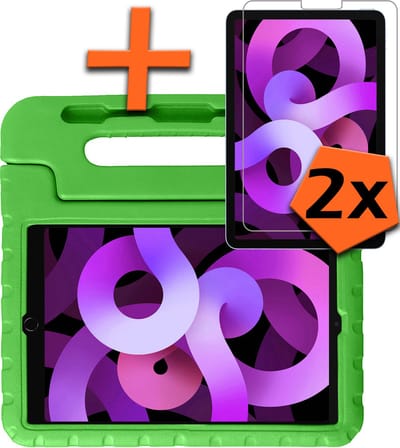 Hoesje - Geschikt voor Apple iPad Air 6 (2024) - 11 inch - 6e Generatie - M2 - Met 2x Screenprotector - Kinderhoes Shockproof Bumper - Kidsproof Case - Tablet Hoes - Kinder Hoes Cover - Groen