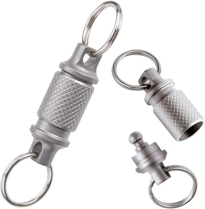 Titanium Quick Release Keychain Swivel, Detachable Rotatable Silver Heavy Duty Car Key Holder Clip with Stainless Steel Keychains Accessory for Bag Wallet Belt, Silver, 5.2CM