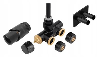 Ferro Thermostatische Set Hoek Zwart ZTT30BL met Voorinstelling