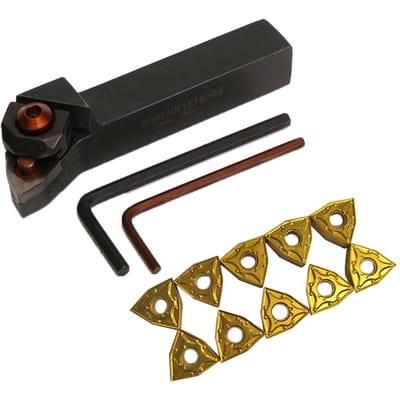 Draaibank Draaigereedschap Set WWLNR1616H(K)08 Houder + 10 stuks WNMG0804 Inzetstukken + 2 stuks Sleutels veelkleurig
