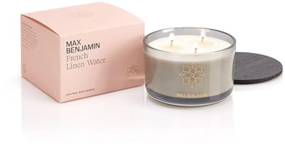 Max Benjamin - Geurkaars met 3 lonten - French Linen Water - 70 branduren