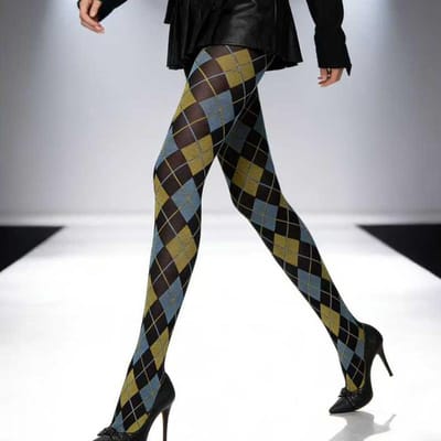 Collants Rhombus Plaid Colorés Rétro Pour Femmes Coupe Slim Patchwork Rayé Bas Transparents, Collants Opaces Une Pièce 80D One Size white