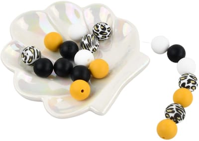 Siliconen kralen, kleurrijke knutselkralen, 15 mm, losse ronde kralen met gaten in 4 kleuren, voor armbanden, sleutelhangers, doe-het-zelf (B)