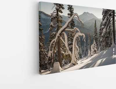 Saammp Canvas Schilderij - Besneeuwd Landschap - Bloemen - Natuur - 45x30 - Foto op canvas - Wanddecoratie - Muurdecoratie Woonkamer - Slaapkamer decoratie - Canvas Print