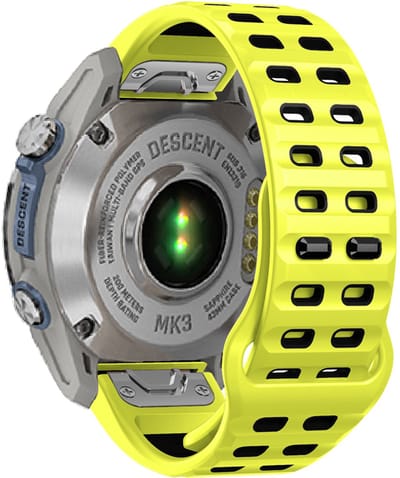 Stravo Tweekleurige Siliconen bandje met Dubbele Pin Gesp - QuickFit 22mm - Geschikt voor Garmin Fenix 5 (Plus) - Fenix 6 (Pro) - Fenix 7 (Pro - Sapphire - Solar) / Fenix 8 - 47mm / Fenix E - Garmin Epix (Pro) Gen 2 - 47mm - Geelgroen/Zwart