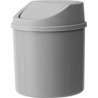 Bureau Plastic Prullenbak Klapdeksel Multifunctionele Kleine Afvalbak met Deksel voor Woonkamer grijze kleur