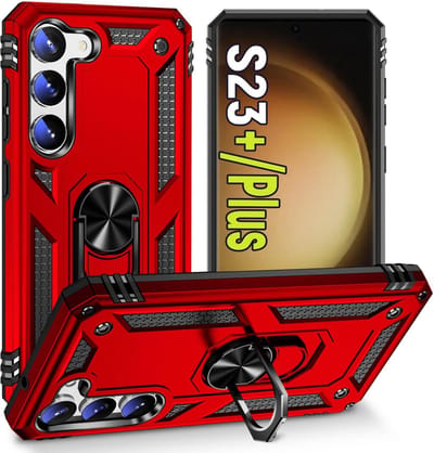 Anti-Shock Hybrid Ring Armor Hoesje Geschikt voor: Samsung Galaxy S23 Plus - Rood