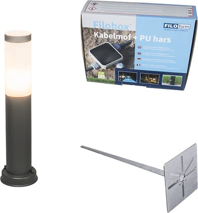 QAZQA rox - Moderne Staande Buitenlamp | Staande Lamp voor buiten - 1 lichts - H 450 mm - Donkergrijs - Buitenverlichting