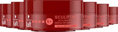 Taft - Sculpting Styling Paste - Haarstyling - Haarwax - Sterke Fixatie - Korte tot Halflange Haartypes - Voordeelverpakking - 6 x 75 ml