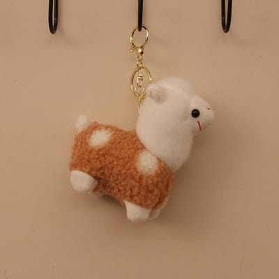 Cartoon pluche alpaca pop, pluche speelgoed, kleine hanger, tasje, hangende decoratie, sleutelhanger 12cm brown