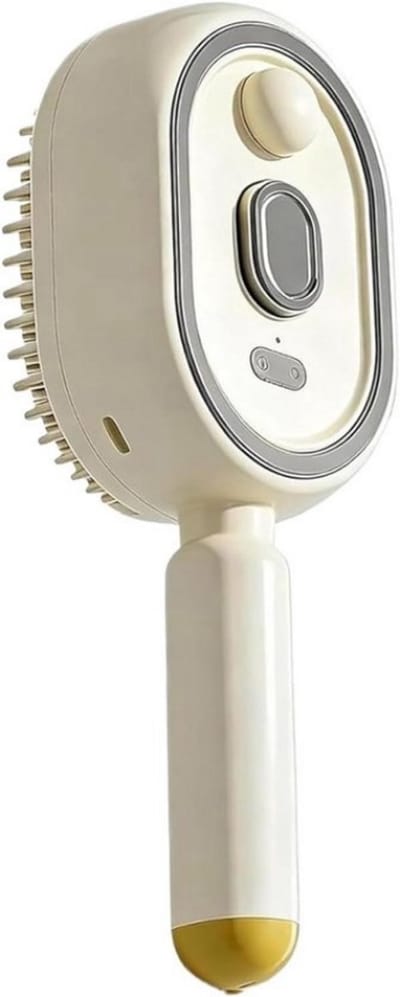 Sanorum Elektrische Stoomborstel - Luchtkussenkam - Haar Stylen - Stoom Ondersteunde Styling - Haarstyler met Mist & Roodlicht - Intrekbare Borstel - 21.7 cm - Beige