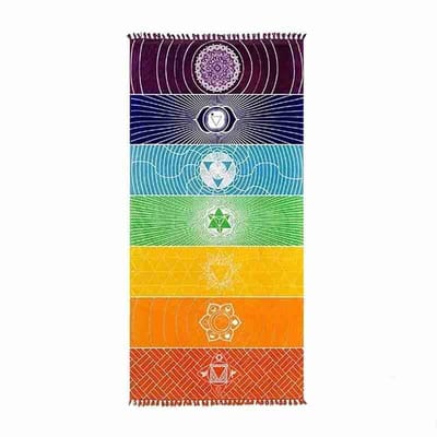 QTTVBTNA -Yoga Meditatiekleed met Chakra Ontwerp – Zacht, Sneldrogend & Multifunctioneel Wandtapijt 150×75cm