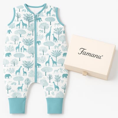 Famanu - voeten, 100% puur katoen, 0,5 TOG, kinderzomerslaapzak met pijpen, peuters, pyjama voor jongens en meisjes