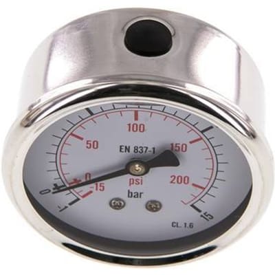 -1..15 Bar Glycerine Manometer Achteraansluiting RVS/Messing 63 mm Klasse 1.6 - ML-11563SHG