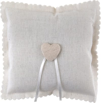 Santex Ringkussentje - jute look -creme wit - 15 x 15 cm -bruiloft/huwelijk trouwringen kussentje