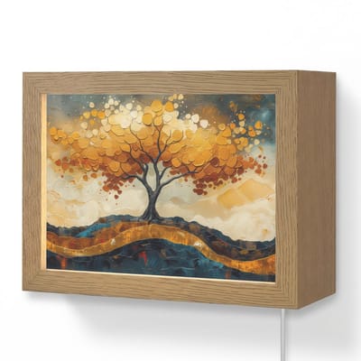 Wandlamp 20x15 cm - Oplaadbaar - Boom - Natuur - Goud - Modern - Wandlampen binnen woonkamer - Slaapkamer lamp met kabel - Decoratieve nachtlamp - Vloerlamp snoer