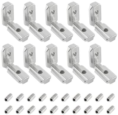 Aluminium Hoeken 10 Stuks 90° L-Vorm Klemmen Binnenhoekverbinding voor T-Sleuf Profiel