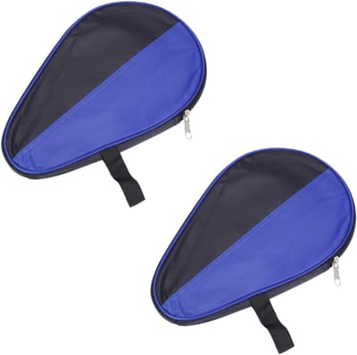 Draagbaar opbergtas voor tafeltennisrackets - Oxford stof - Ritssluiting - Draagbaar ontwerp - 28.8*20 cm - Lichtgewicht - Tafeltennishoes - Tafeltennisbatje tas - Opbergtas voor tafeltennisbatjes met polsbandje - Zwart en blauw