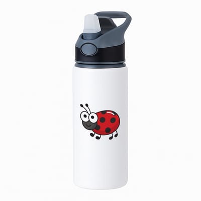 Hacebo® - Lieveheersbeestje waterfles met rietje zwart - Insecten - Dieren liefhebbers - Dieren - koekendiefje - water fles - 650ML