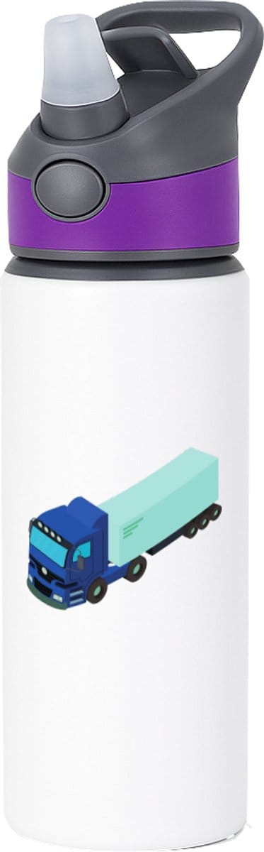 Hacebo® - Vrachtwagen waterfles met rietje paars - Vrachtwagen chauffeur - Chauffeurs - Truck - trailer - water fles - 650ML