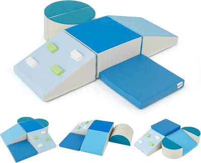KOMFOTTEU 6 delig Schuimblokken - van kunstleer en schuim - Soft Play Foam Blokken - Reuze Bouwblokken - Montessori-klimblokken - voor kinderen vanaf 1