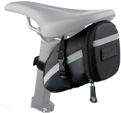 Gestroomlijnde achtertas voor fietsaccessoires, geschikt voor mountainbikes en racefietsen, met een ophanglus voor het bevestigen van fietsverlichting.
