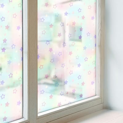 Coloray Privacy Folie Raam - Regenboogpatronen Anti inkijk Raamfolie Glas in Lood - 200x116 cm - Roze Melkglas Folie - Zonwerende Raamfolie - Voor de slaapkamer, voor de kinderkamer, voor de kledingkast - Privacy Folie Raam Glas in Lood