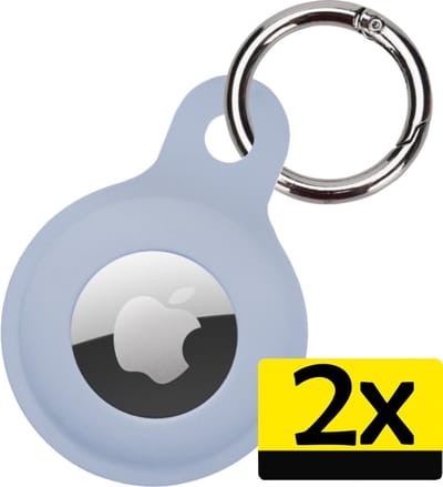 Hoesje Geschikt voor Apple AirTag Hoesje Sleutelhanger Houder - Siliconen Hoesje Geschikt voor Apple AirTag Hoesje - Grijsblauw - 2 Stuks