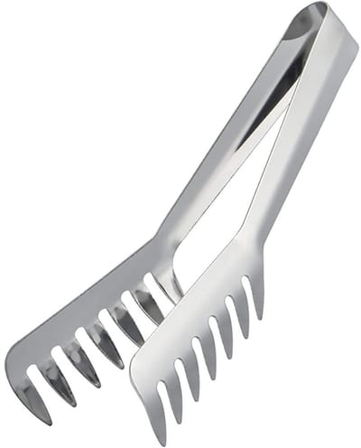 TOVBMUP Serveertang - RVS keukentang - Stevige pastatang - Zilver