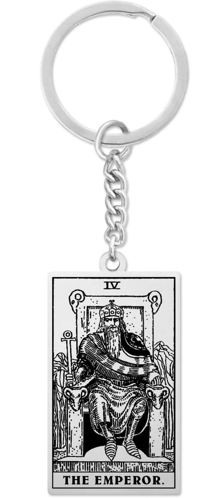 Tarot Sleutelhanger IV: De Keizer / The Emperor - Zilverkleurig Stainless Steel - Grote Arcana uit Rider-Waite Geïnspireerd - Pax Amare