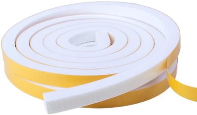 band voor deur en raam, 2 rollen 12 mm (B) x 10 mm (D) zelfklevende tochtwerende schuimtape, zelfklevende weerstripping afdichtingstape, totaal 4 m lang, wit
