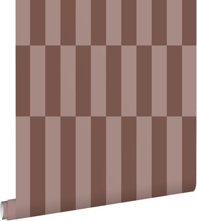 ESTAhome behang strepen bruin en mauve paars - 53 cm x 10.05 m - 131215