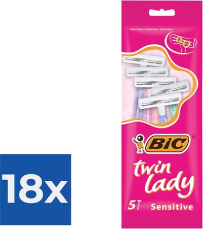 BIC Twin Lady - 5 stuks - Wegwerpscheermesjes - Voordeelverpakking 18 stuks