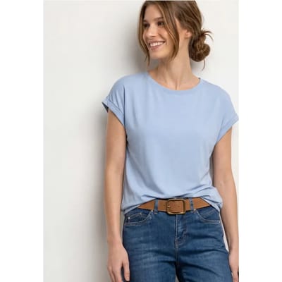 Shirt met boothals en decoratieve tape