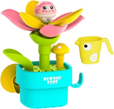 Badspeelgoed Bloem - Waterspel Gieter - Interactief Spelen - Zuignap Bevestiging - 22 x 18 x 9 cm - Roze