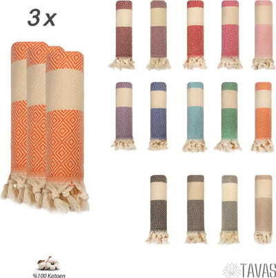TAVAS Theedoeken & Keukendoeken Set – 3 x 50x90cm – Oranje - 100% Katoen – Wafelstructuur – Sneldrogend – Zachte Handdoeken voor Keuken