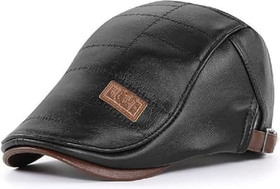 Vivva - Flat Cap - Flatcap - Pet Heren - PU Leren Pet - Heren Pet - Platte Pet - Herenpet - Zwart - BERETON