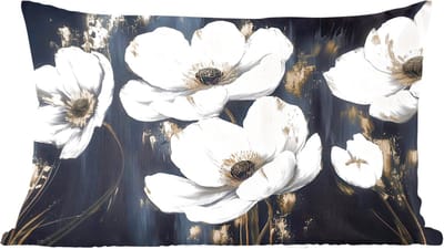 Sierkussens - Kussentjes Woonkamer - 60x40 cm - Bloemen - Wit - Abstract