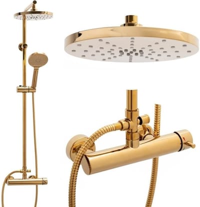 Viking Choice Regendouche Set - Goud - 23cm Regendouchekop - Inclusief Kraan en Handdouche